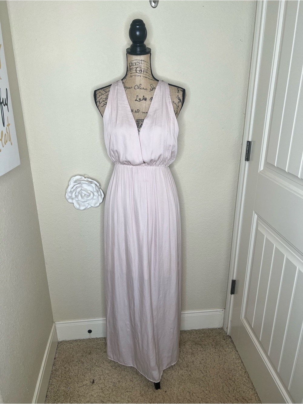 NTM: NWT dRA Los Angeles Blush Pink Open Back Maxi Dress XS Grecian Formal